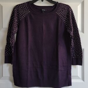 Apt 9 Purple Sweater with Studded Sleeves